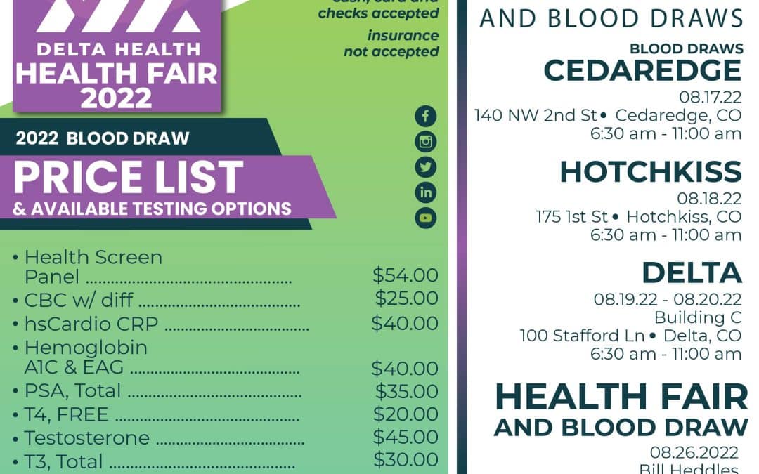 Registration is open for the August Delta Health Blood Draws and Health Fair